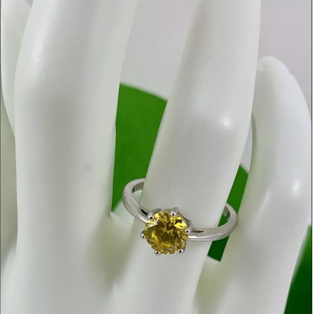 Sterling Silver And Genuine Solitaire Citrine Ring - image 5